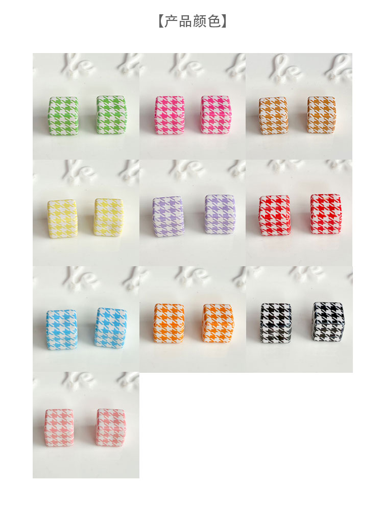 Printed bead 14mm houndstooth beads