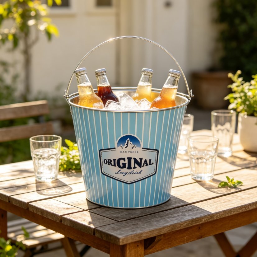 Buckets & Baskets Blue and White Printed Ice Bucket