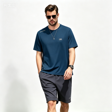 Short-Sleeve T-Shirts Men's Textured Quick-Dry Crew-Neck T-Shirt