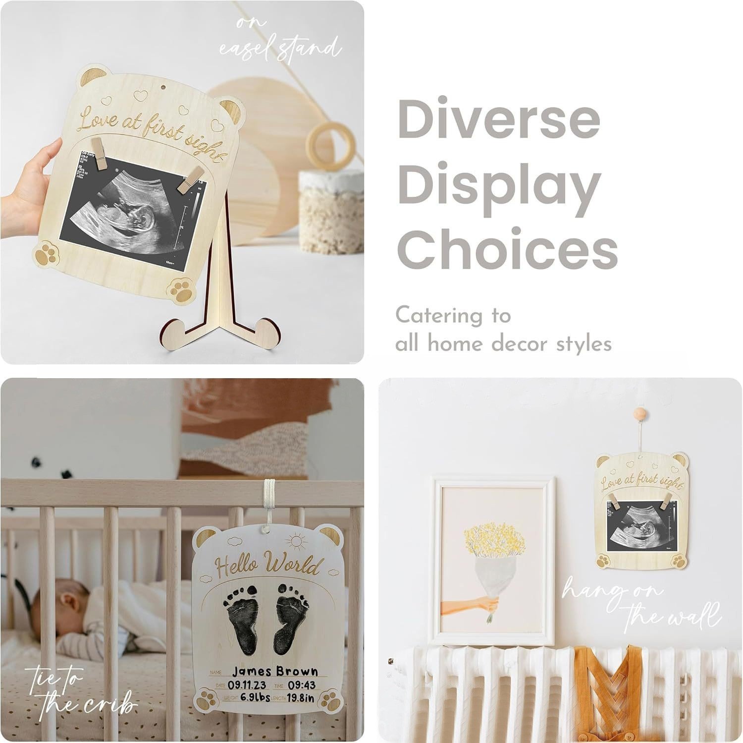 Infant Baptism Wooden Double-Sided Ultrasound Photo Frame