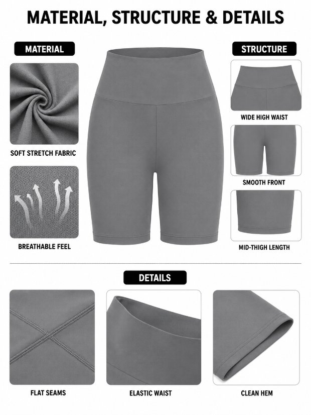 legging-shorts-capri-pant Women High Waist Biker Shorts Soft Stretch Tummy Control Yoga Workout Shorts