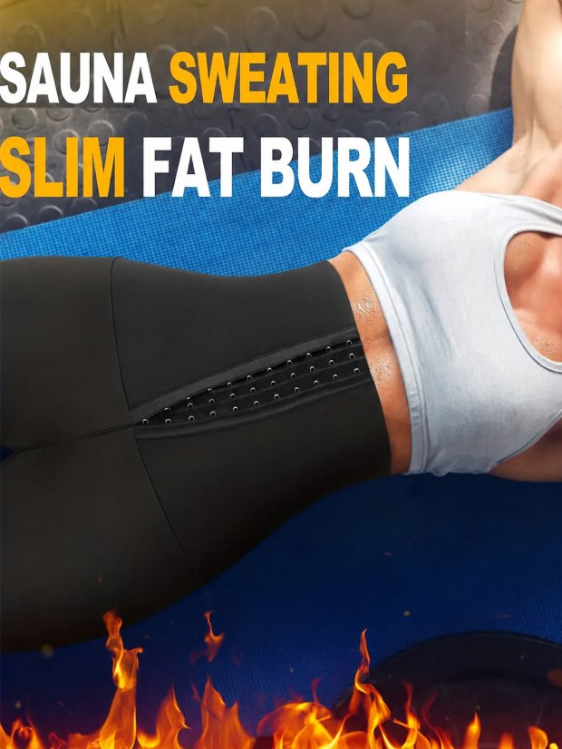 legging-shorts-capri-pant Sauna Sweat Shorts for Women High Waisted stomach Waist Trainer Slimming Capris Body Shaper with Adjustbale Hook-and-eye closures
