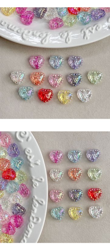 Transparent Iridescent Plated Beads heart beads