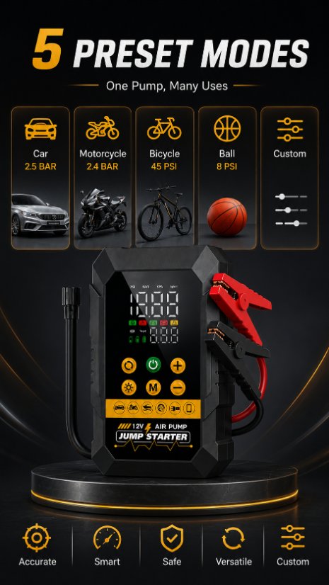 Vehicle-mounted air pump Jump Starter Air Pump(2-in-1 Jump Starter & Air Pump)