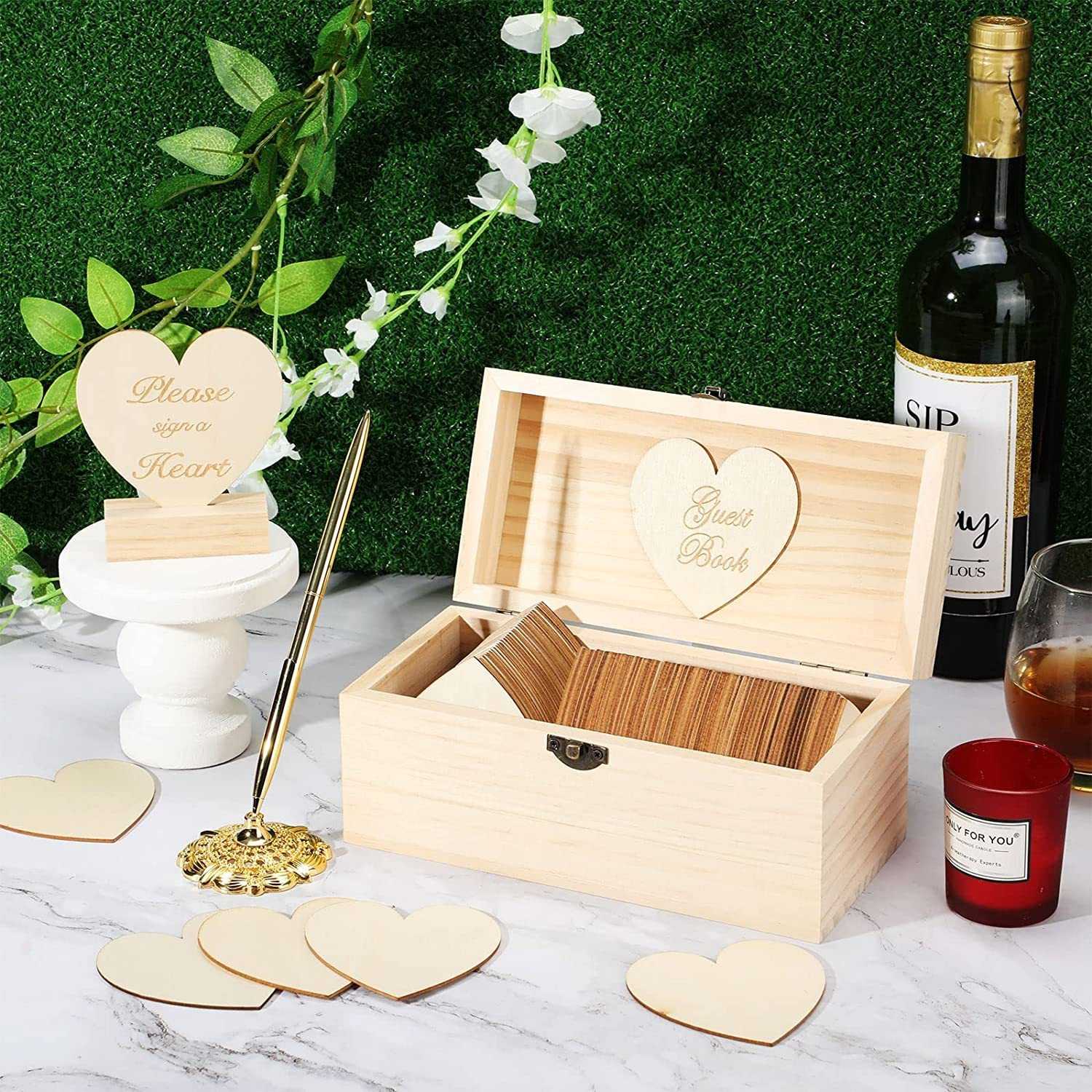 Wedding Supplies 80 Heart-shaped Gifts Festive Creative Wooden Message Box