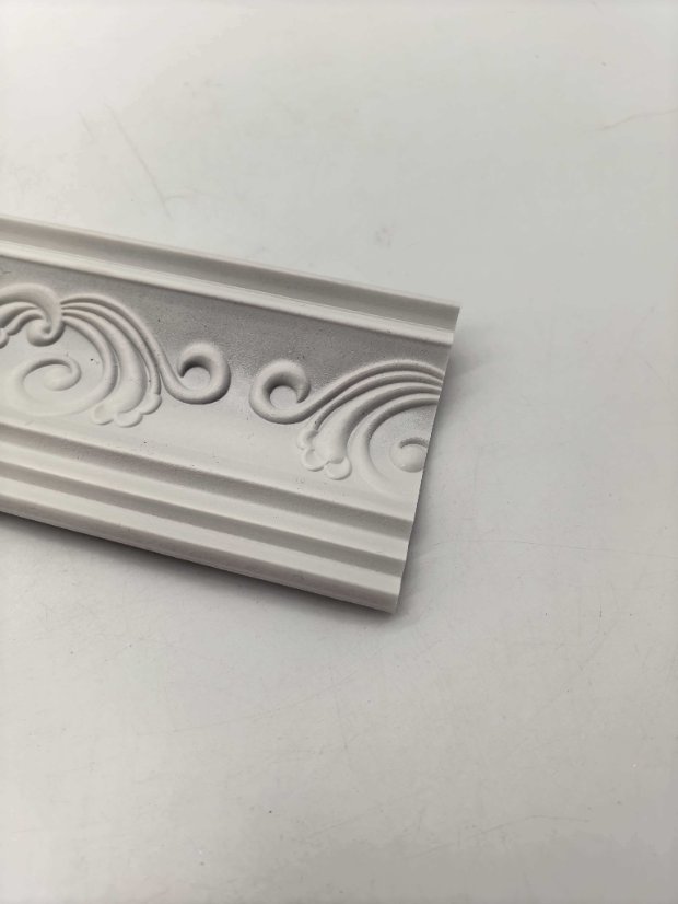 cornice PS European Scroll Embossed Crown Molding, Raw White Blank Ceiling Cornice Line