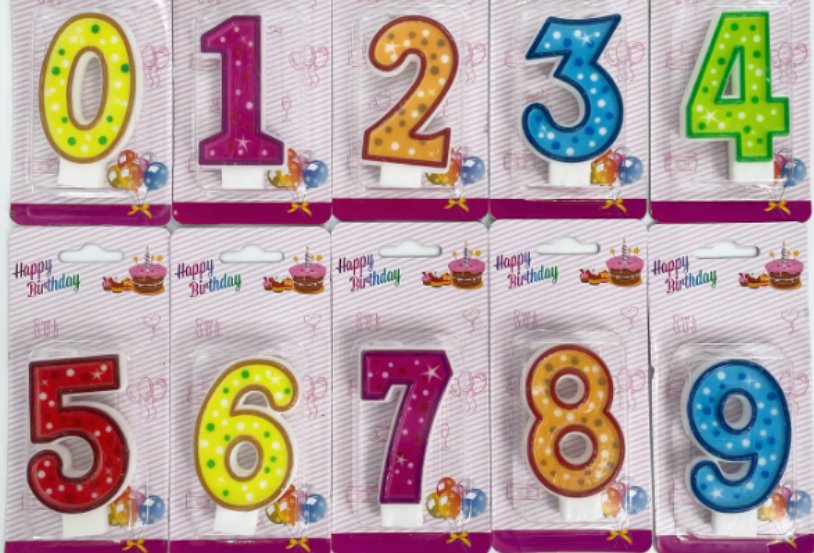 Number Birthday Candles Multicolor Polka-Dot Number Birthday Candle