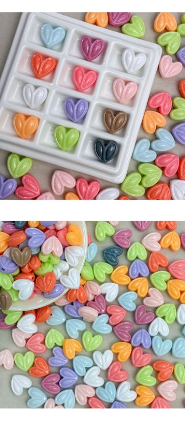 Solid Color Acrylic Beads heart beads