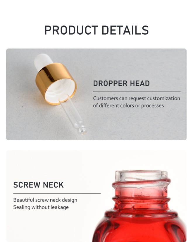 frasco cuentagotas 10ml Red Glass Dropper Bottle for Essential Oil