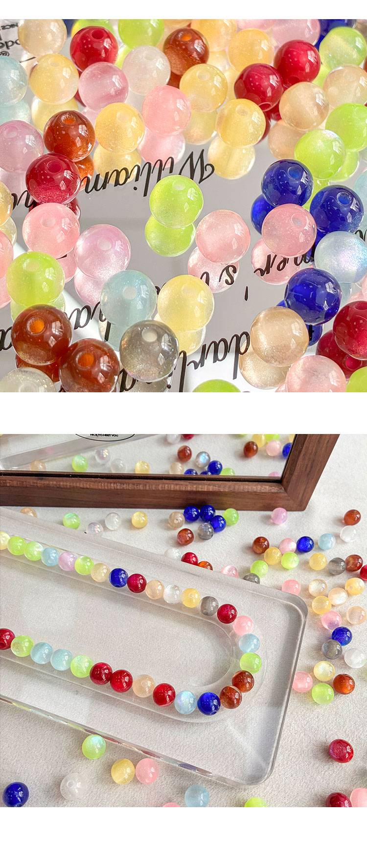 Resin Beads 10mm Glitter resin beads
