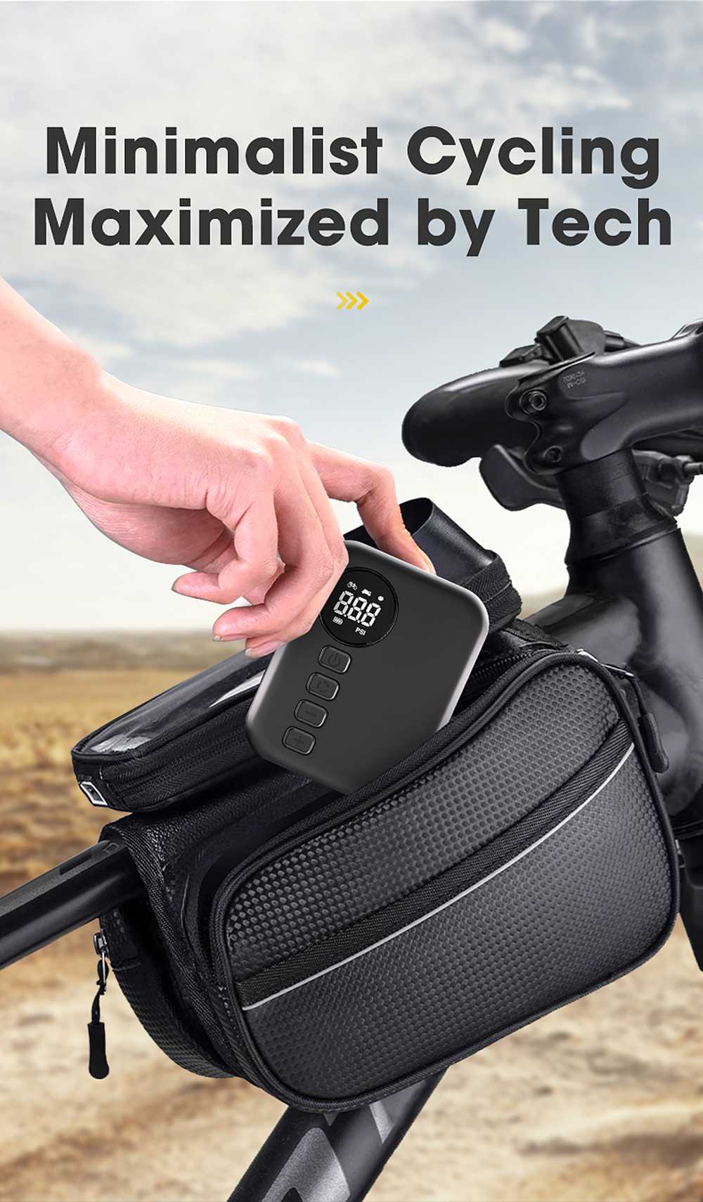 Brushless bicycle pump Ultra-Mini Wireless Portable Air Pump — Brushless Motor, 150 PSI, Digital Display