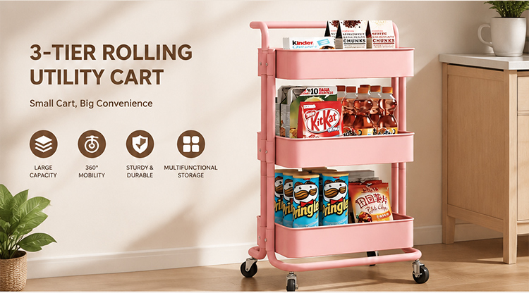 Light Luxury Trolley Utility Cart – Snack & Storage