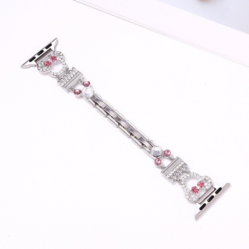 Alloy Watch Band Set Mickey & Minnie Rhinestone Metal Strap Set for Apple Watch All Series