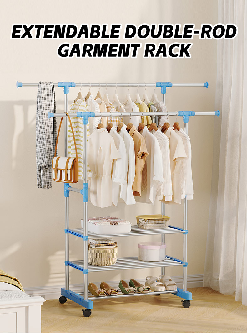 Double Rod Double Rod Multifunctional Clothes Rack