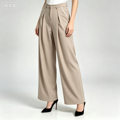 Everyday & Commuter Women's Contrast Side-Stripe Pleated Wide-Leg Trousers