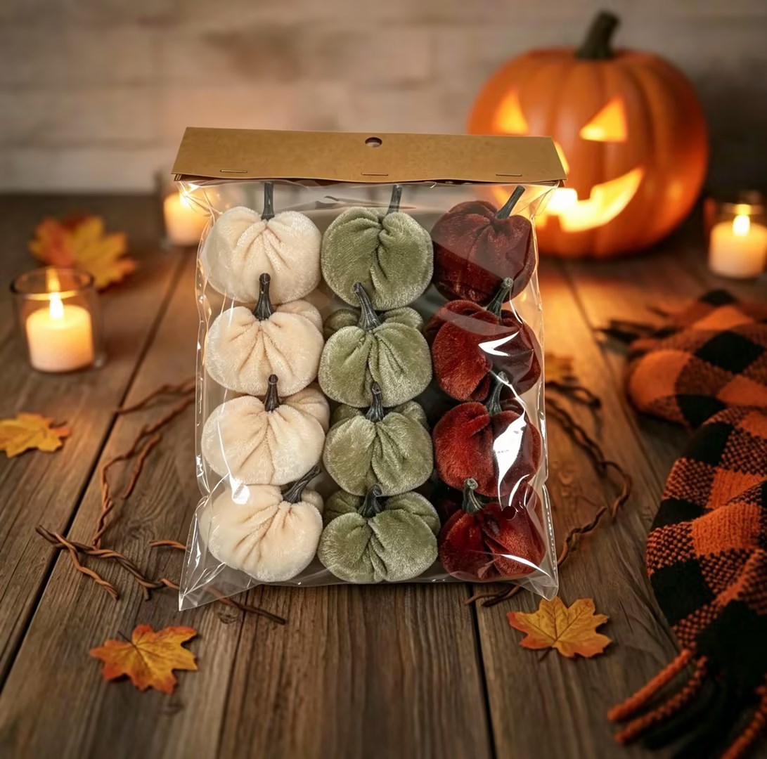 Fabric pumpkin ornament Velvet Mini Pumpkin Ornament