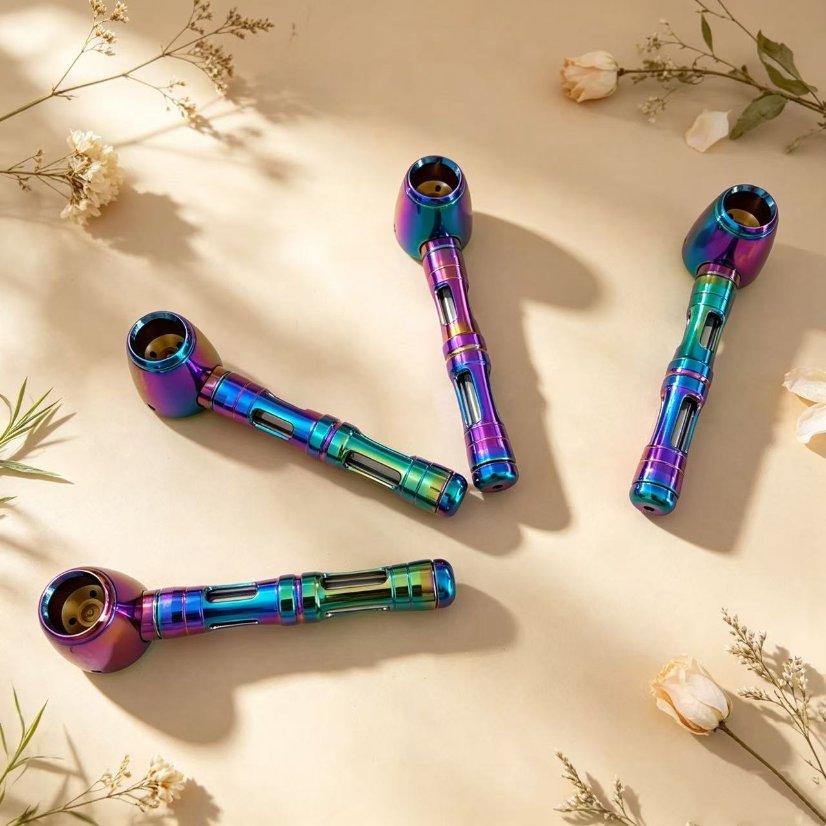 Novelty Storage Tubes Iridescent Laser‑Cut Hollow Aluminum Fidget Tube
