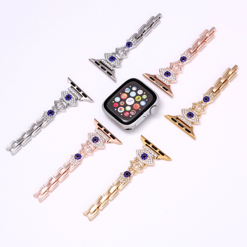 Alloy watch band Evil Eye Rhinestone Metal Strap for Apple Watch All Series