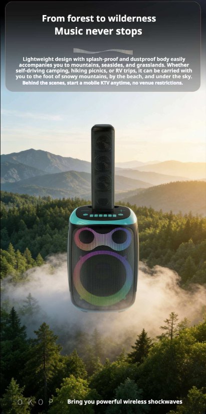 Karaoke Speaker System KP-8008/8009 Wireless Bluetooth Speaker – 120W High Power, Dual Microphones for Karaoke, Portable Audio System for Outdoor Use and Home Parties