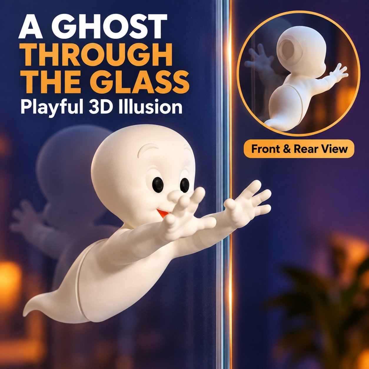 Plastic Craft Ornaments Halloween window decal; ghost passing through the window