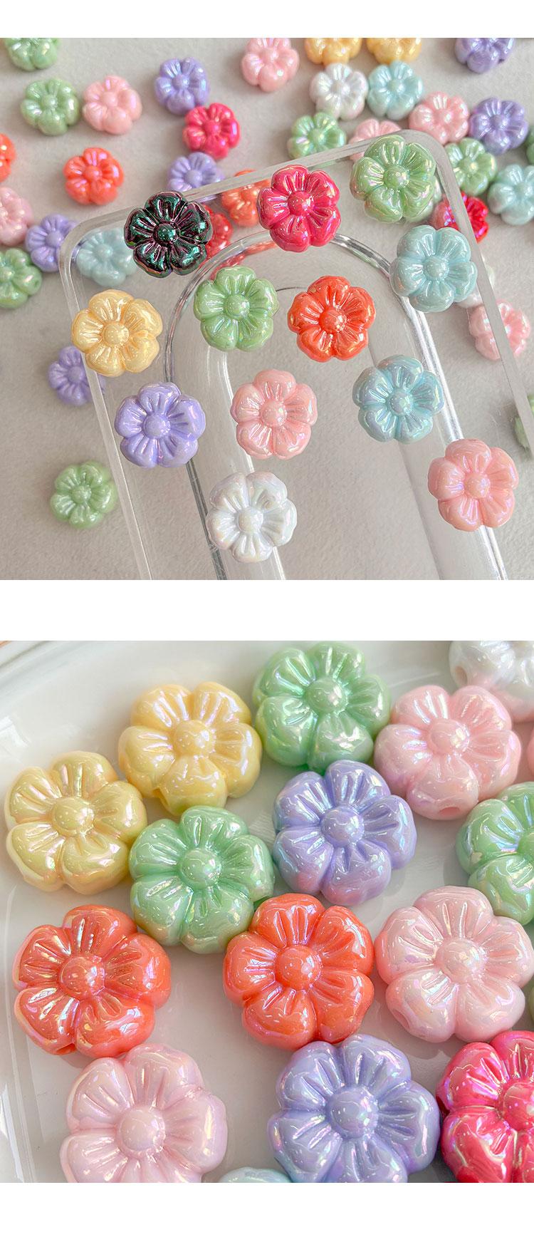 Solid Color Iridescent Plated Beads AB Flower beads