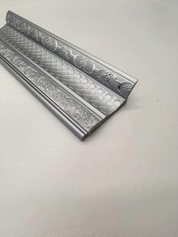 cornice PS Silver Embossed Crown Molding, European Lattice Carved Ceiling Trim