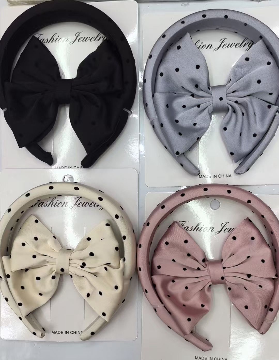 Bow-knot matching accessories Polka Dot Bow Sponge Headband Set
