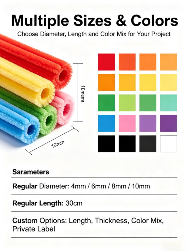 DIY Craft Materials Chenille Stems (Pipe Cleaners)
