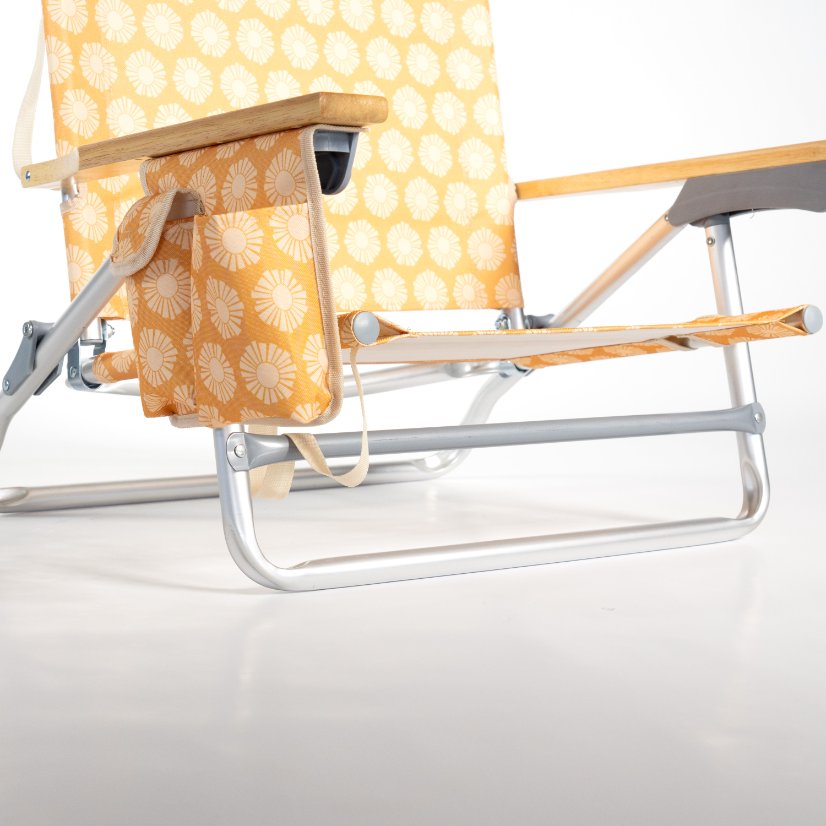 Beach Chair wooden armrest five-position adjustable strap chair
