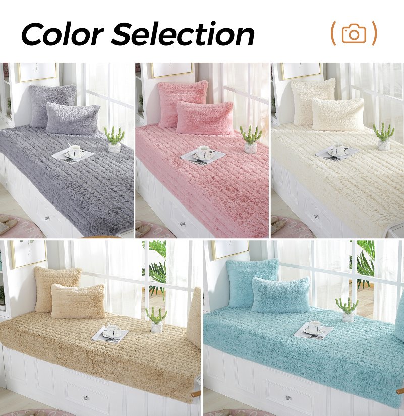 Bay window cushion Straight Stripe Long Plush Bay Window Cushion