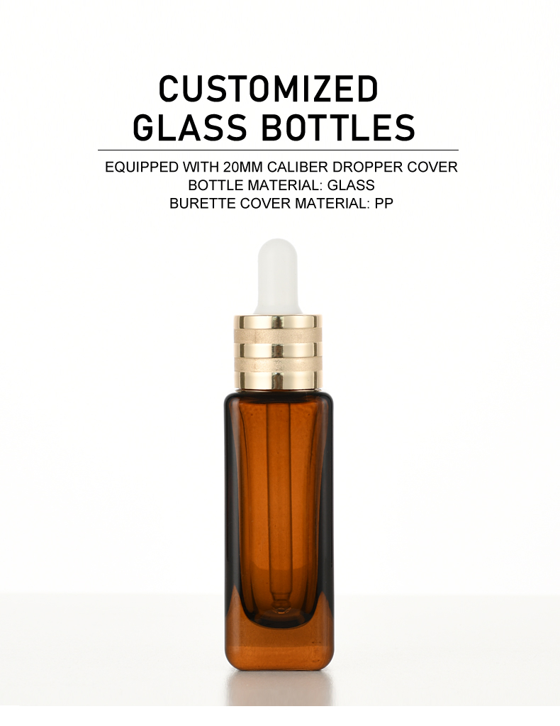 frasco cuentagotas 30ml Square Essential Oil Bottle for Serums