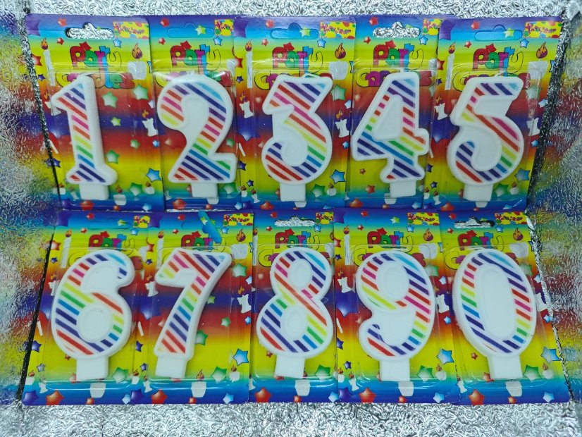 Number Birthday Candles Rainbow Diagonal-Stripe Number Birthday Candle