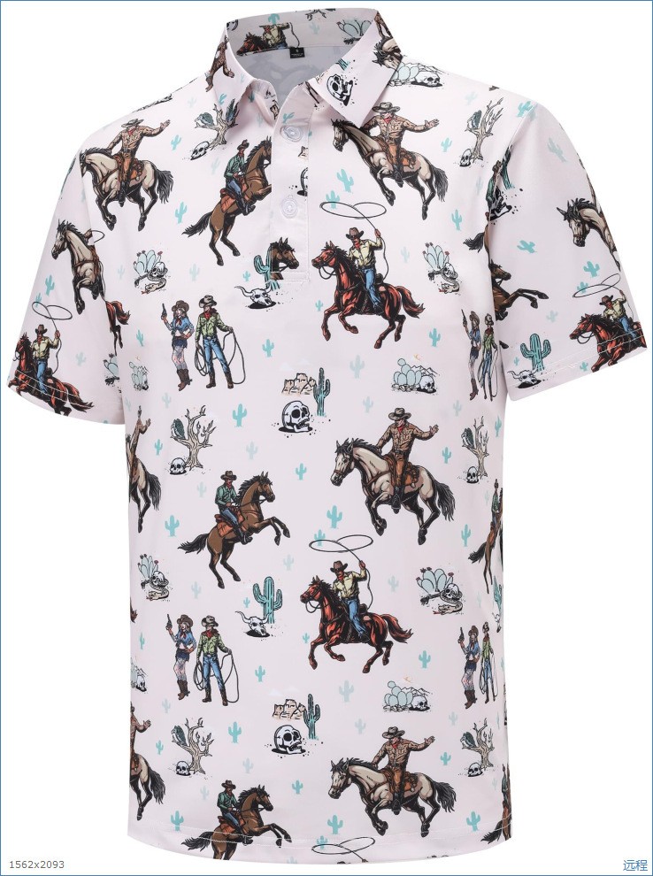 Digitally printed polo shirt 3D Digital-Print Short-Sleeve Polo