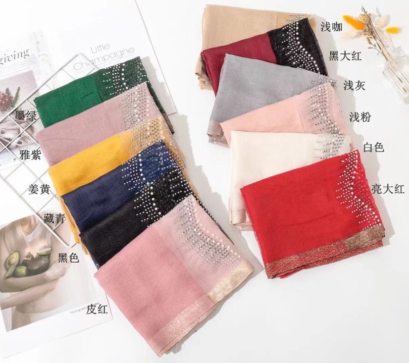 Rhinestone Long Scarves Wave Rhinestone Long Silk-Like Scarf