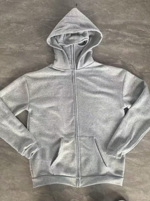 Men's Zip-Up Hoodie Double-Hood Masked Zip-Up Hoodie