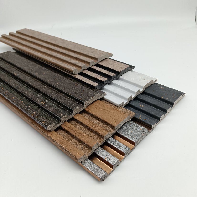 fluted wall panel PS 3-Groove Interlocking Fluted Wall Panel, Stone & Wood Grain Slat Board