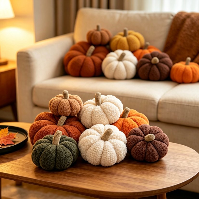 Fabric pumpkin ornament Teddy Fleece Fabric Pumpkin