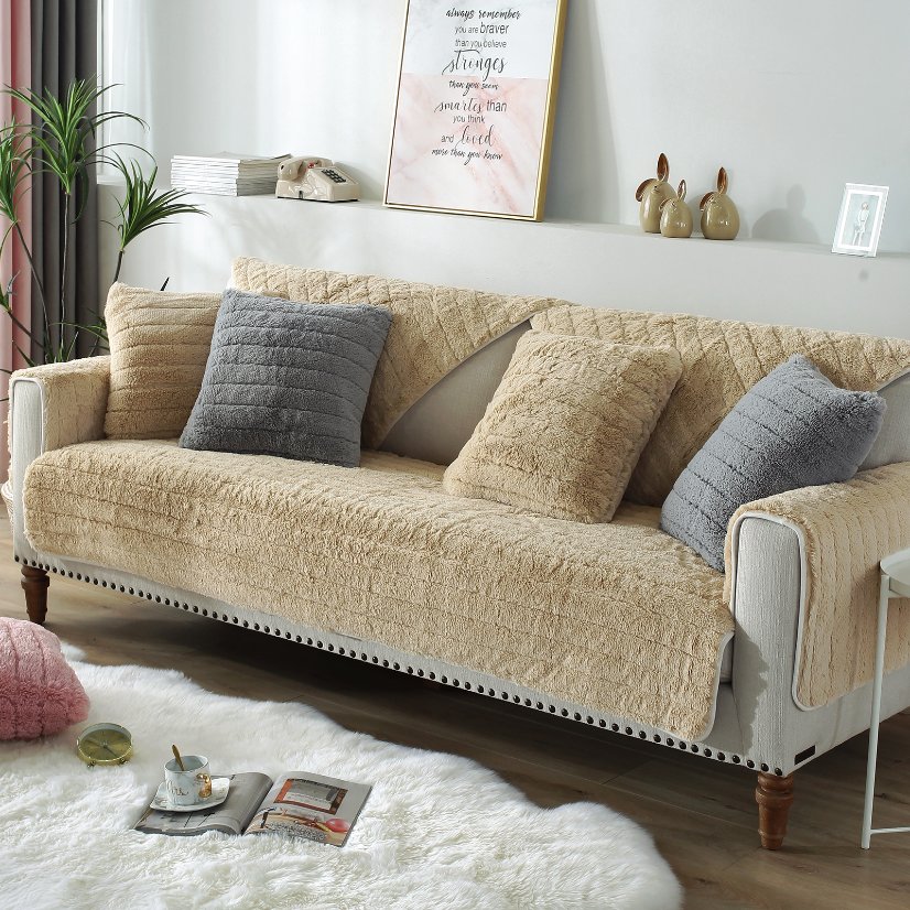 Plush sofa cushion Straight Stripe Long Plush Sofa Cushion