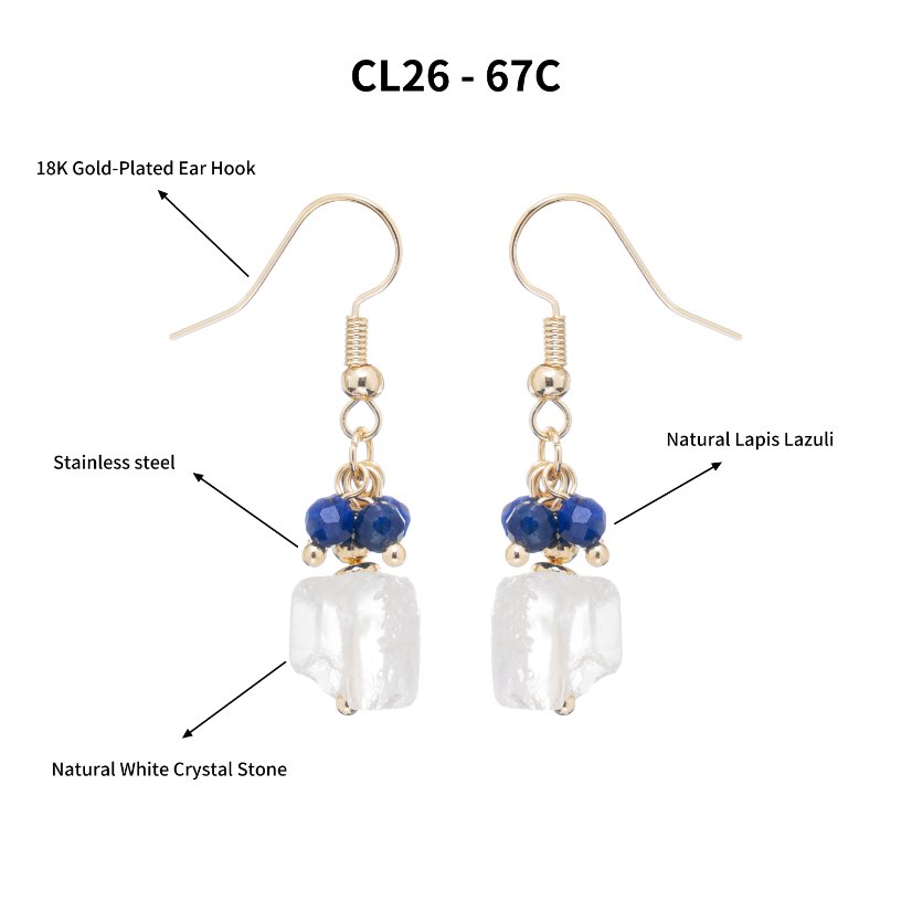 Stainless steel necklace Vintage Style Clear Crystal Lapis Lazuli & Pearl Jewelry Set