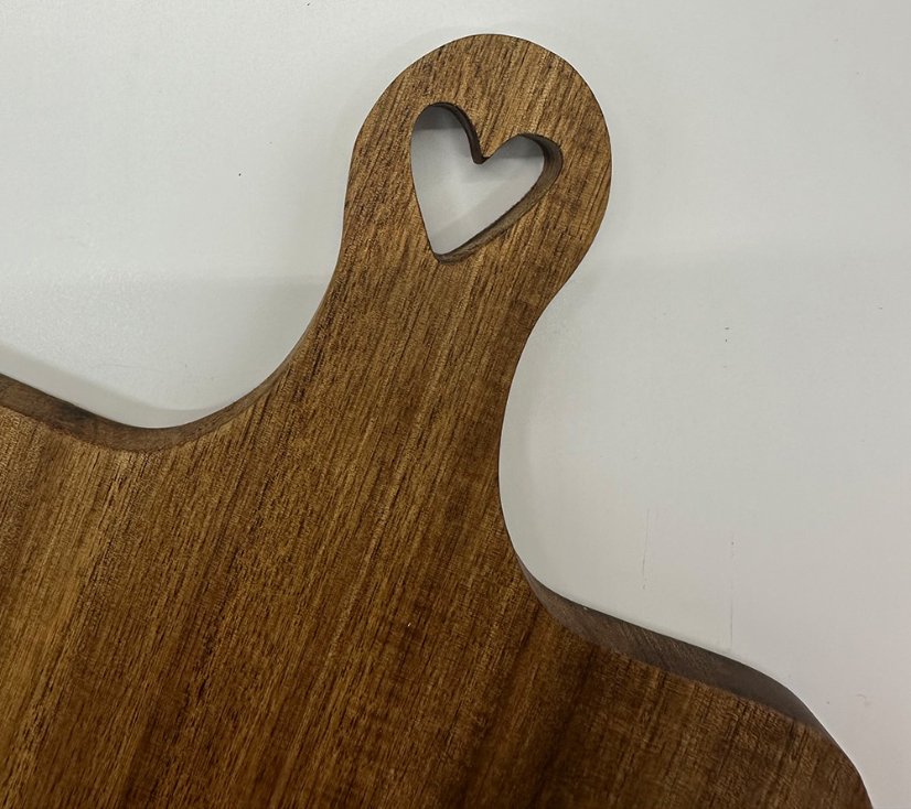 Flat Tray Heart Handle Acacia Wood Serving Tray | Custom Sizes Available