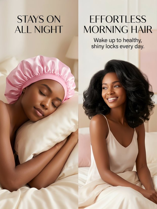 Bonnet Women's Oversized Solid Color Satin Sleep Bonnet, Silky Comfortable Hair Care Night Cap