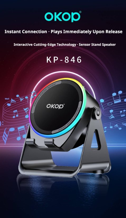 Portable Outdoor Bluetooth Speaker KP-846 Multifunctional Magnetic Speaker & Phone Stand with Induction Technology (No Bluetooth Pairing Required) and Surround Sound