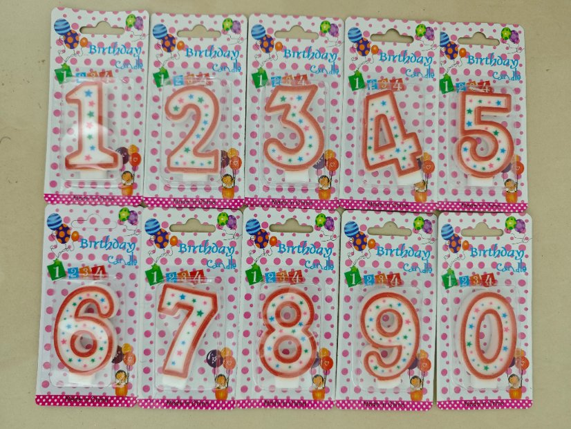 Number Birthday Candles Red-Edged Colorful Star Number Birthday Candle