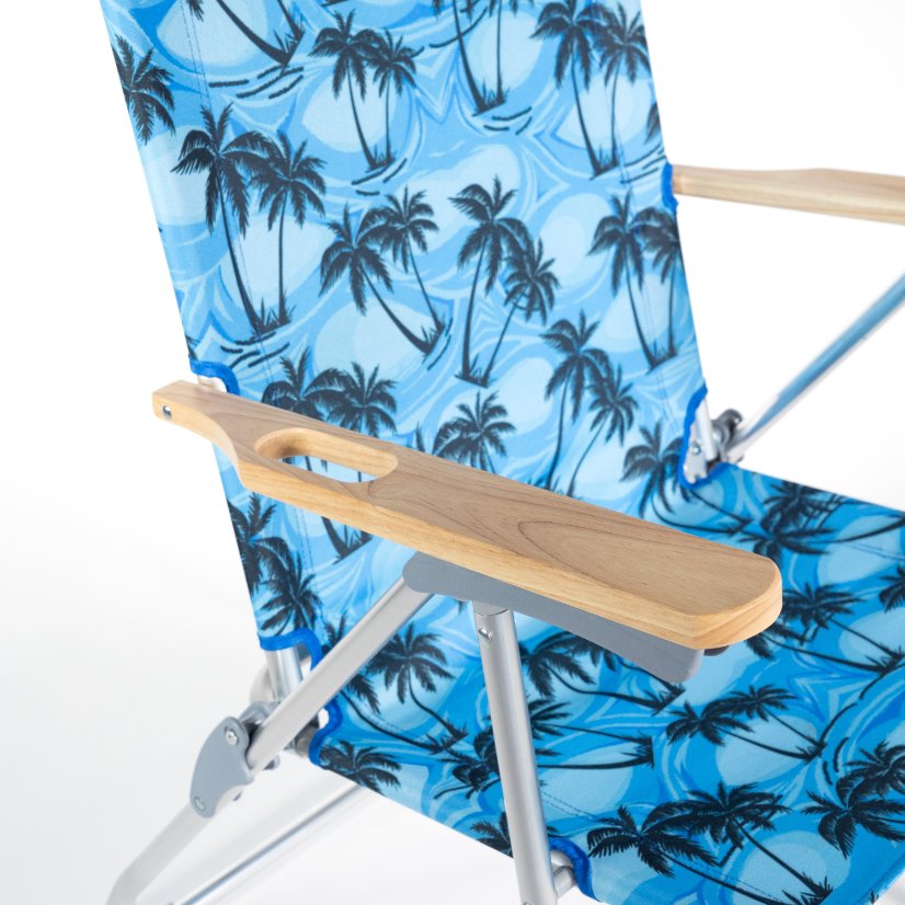 Beach Chair wooden armrest five-position adjustable strap chair