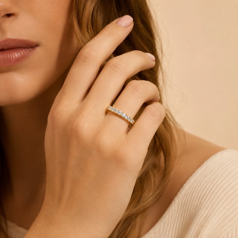 Copper Ring Brass Cubic Zirconia Solitaire Wedding Ring