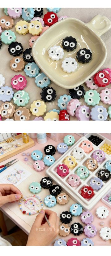 Solid Color Acrylic Beads Coal ball biscuit-667