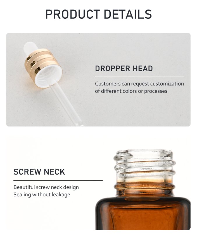 frasco cuentagotas 30ml Square Essential Oil Bottle for Serums