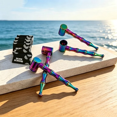 Novelty Storage Tubes Rainbow Electroplated Bamboo‑Joint Metal Figurine
