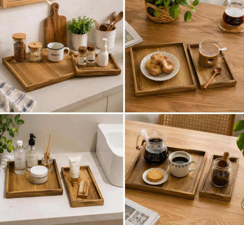Catchall Tray Rectangular Wood Tray Set | Custom Sizes Available