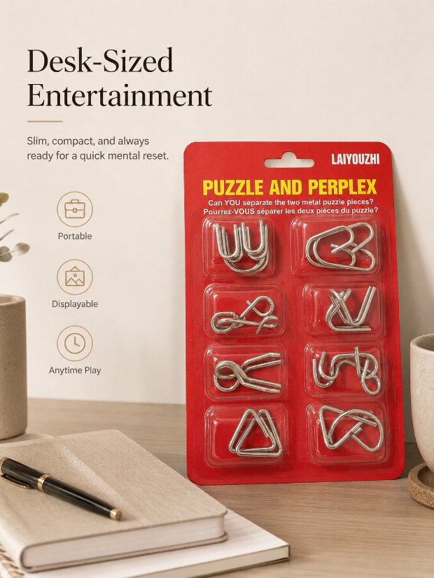 Puzzle Lock 8-piece Red Set of Intellectual Disentangling Puzzle Cards